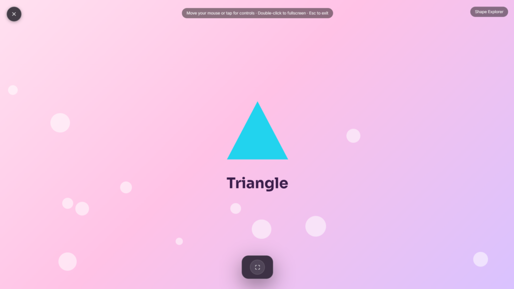 2D shapes activity showing colorful circles, squares, and triangles for kids