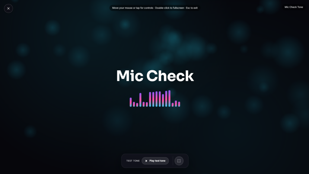 Audio level indicator showing live microphone input as a moving bar