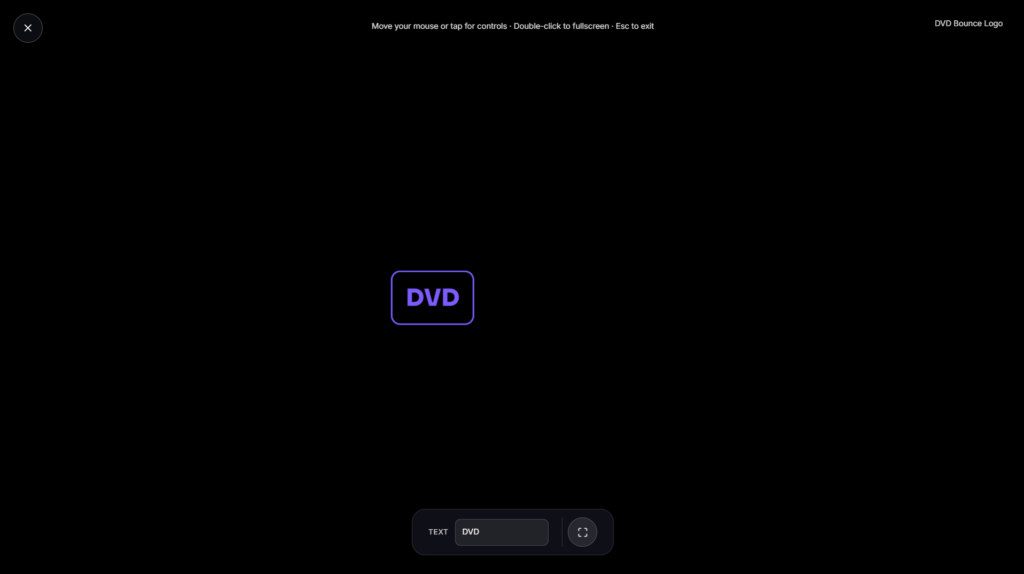 DVD bouncing logo animation approaching the corner of a fullscreen display