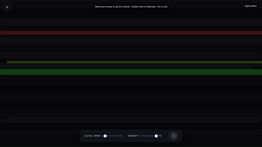 Glitch effect showing RGB color splitting and scan line distortion