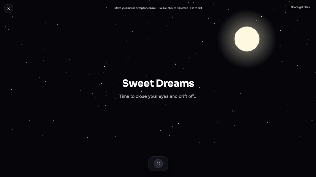 Good night stars drifting softly on a dark screen for a child's bedtime