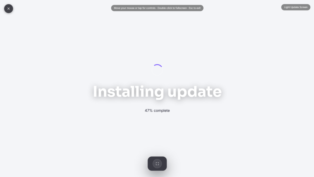 Fake update screen showing a simple fake progress bar