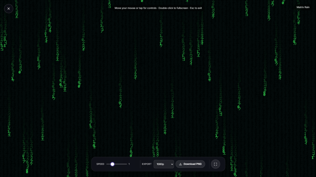 Matrix rain digital falling code effect in green on black