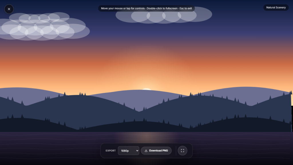 Fullscreen natural scenery with moving water and greenery