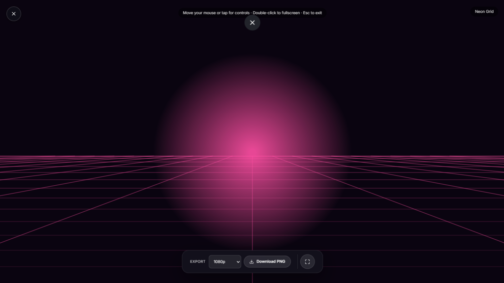 Neon grid background stretching toward a glowing horizon