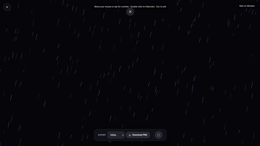 Fullscreen rain on window animation with raindrops sliding down glass