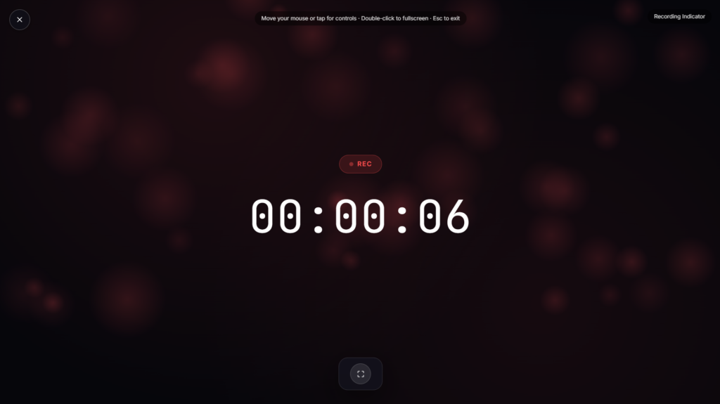 Recording indicator showing a red REC light fullscreen