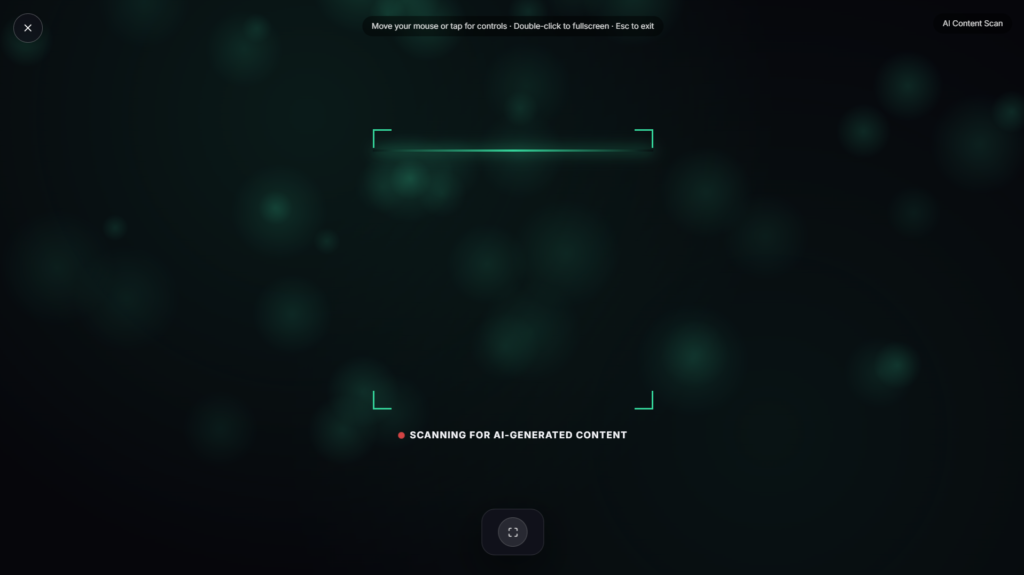 AI content scan visual effect with scanning brackets and glowing line