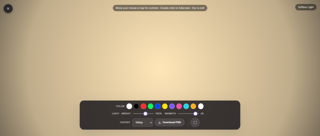 Fullscreen soft box lights with soft, diffused white glow