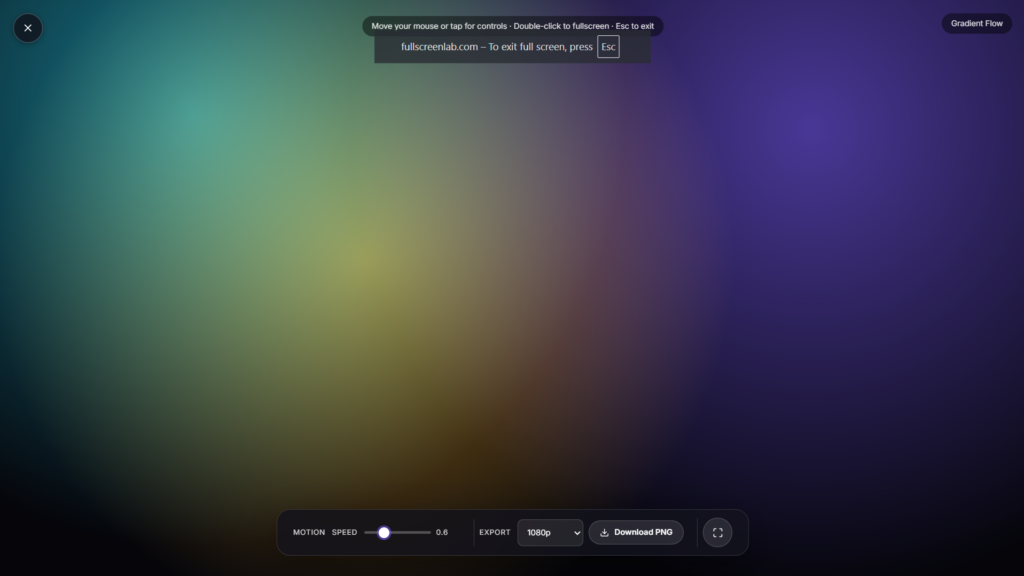 Fullscreen gradient flow animation blending soft blue and purple tones
