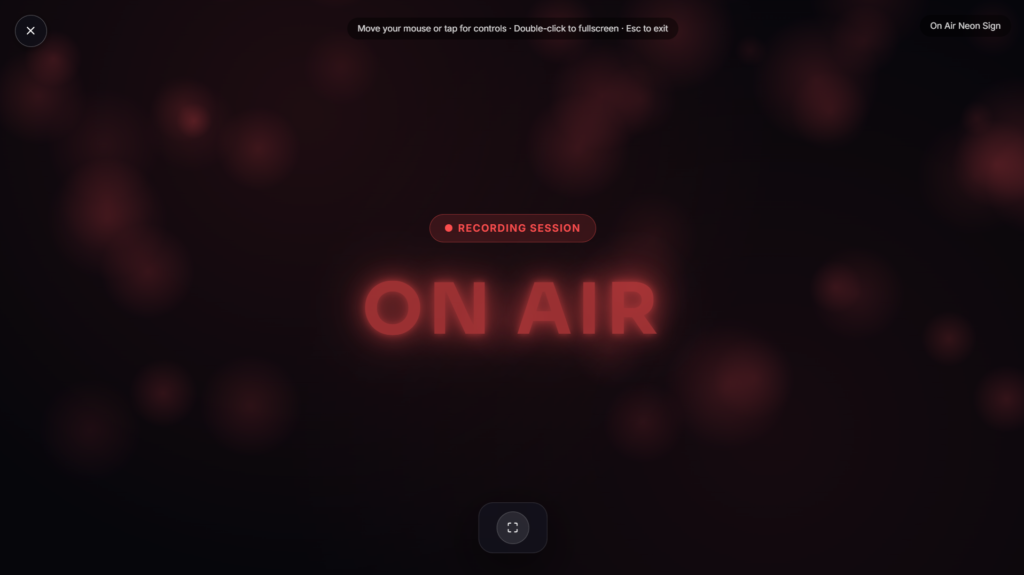 On air neon sign glowing red fullscreen for a broadcast setup