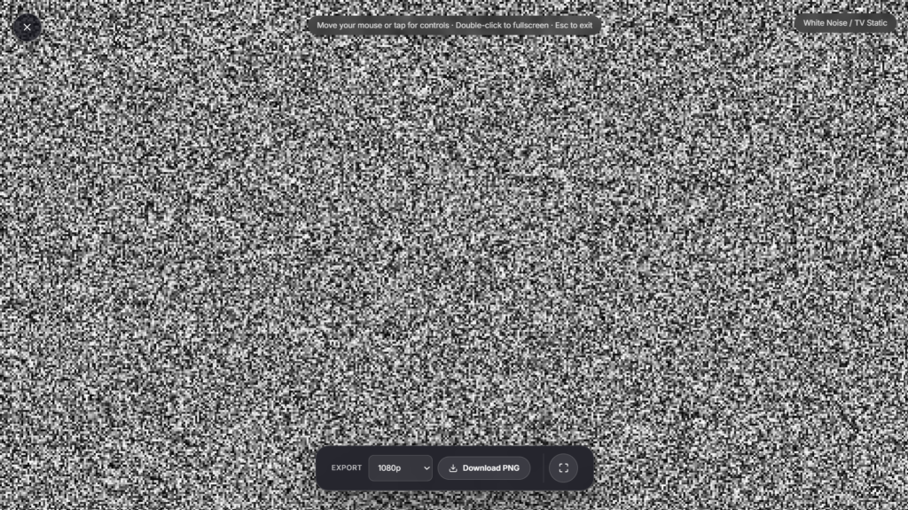 Fullscreen white noise static effect running in a browser window
