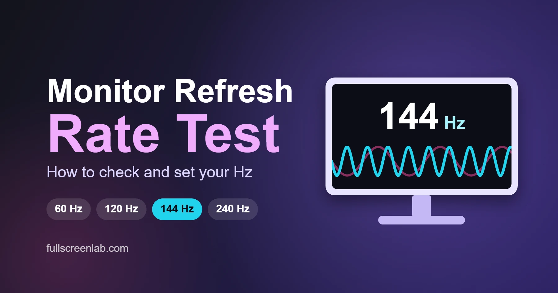 monitor refresh rate test screen showing 144 Hz